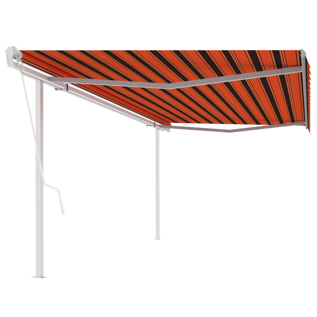 Vidaxl Luifel a automatiquement extensible avec des poteaux de 5x3 m orange et brun