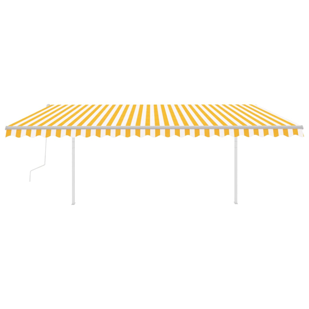 Vidaxl luifel automatique avec led et capteur de vent 5x3 m jaune et blanc