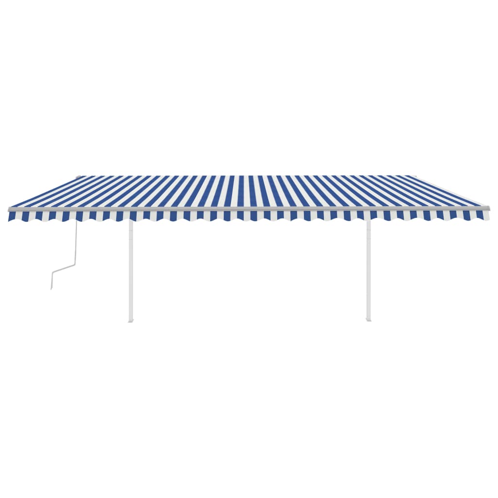 Vidaxl Luifel extensible manuellement avec des poteaux 6x3 m bleu et blanc