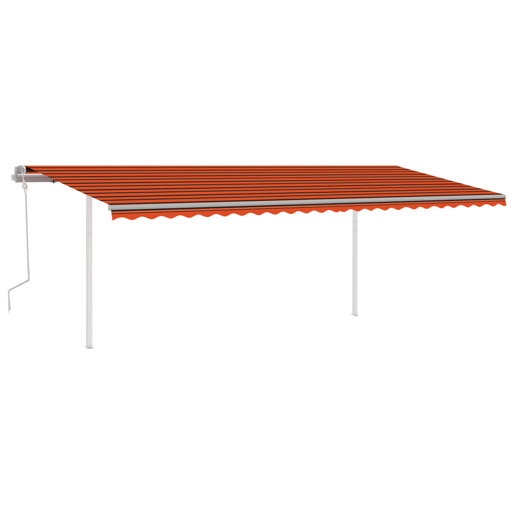 Vidaxl luifel extensible manuellement avec des poteaux 6x3 m orange et brun