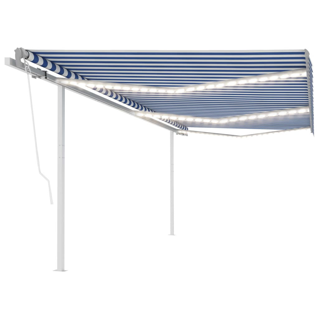 Vidaxl luifel extensible manuellement avec LED 6x3 m bleu et blanc