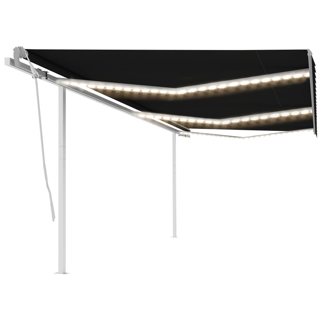 Vidaxl Luifel extensible manuellement avec un LED 6x3 M anthracite -colored