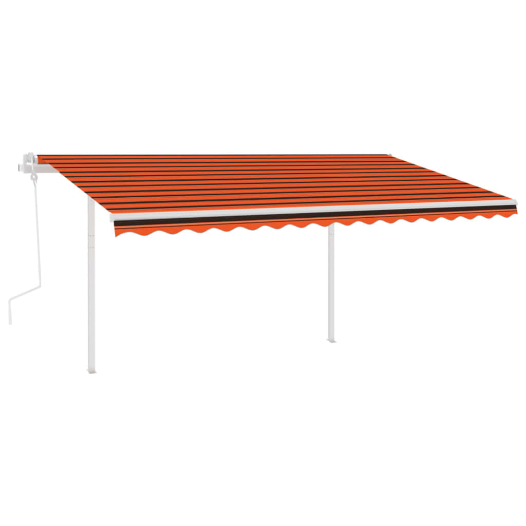 Vidaxl Luifel extensible manuellement avec des poteaux 4,5x3,5 m orange et brun