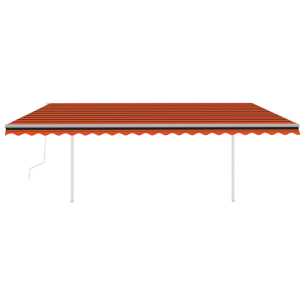 Vidaxl Luifel a automatiquement extensible avec des poteaux 5x3,5 m orange brun
