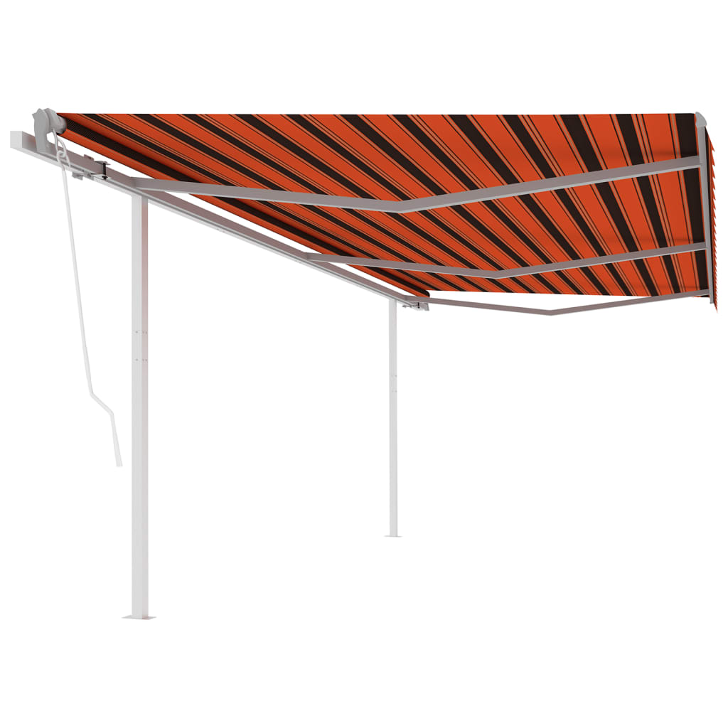 Vidaxl Luifel a automatiquement extensible avec des poteaux 6x3,5 m orange brun