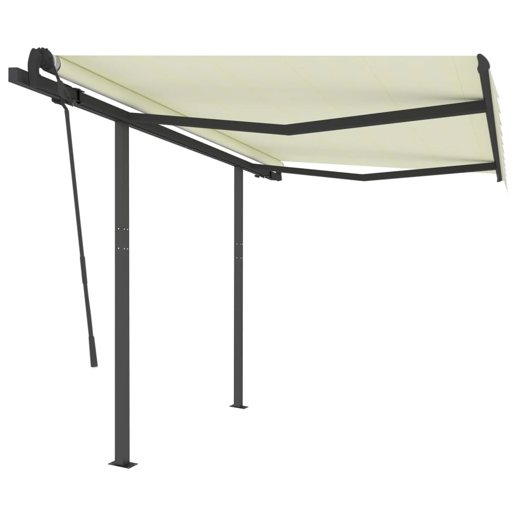 Vidaxl Luifel a automatiquement extensible avec des poteaux 3x2,5 M CRAME -COLORES