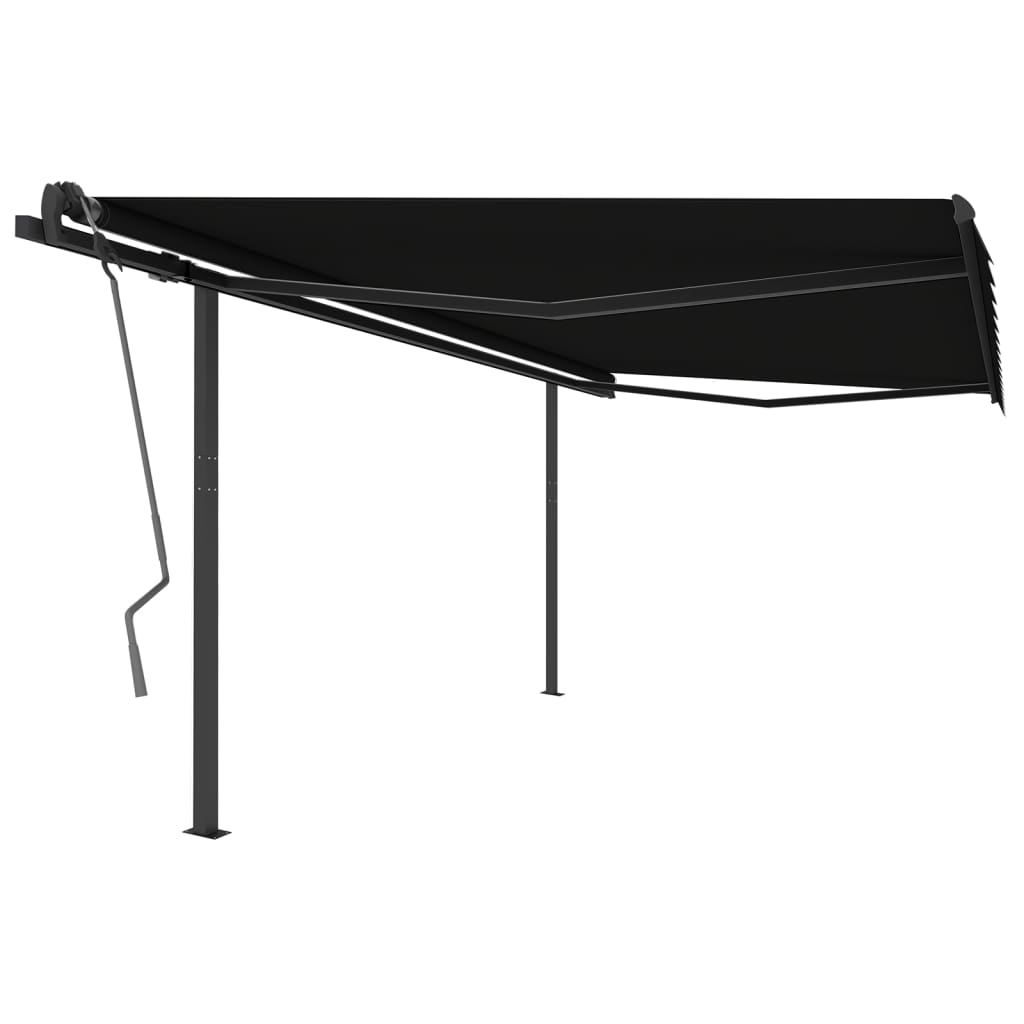 VidaXL Auvent extensible manuellement avec poteaux 4x3 m anthracite
