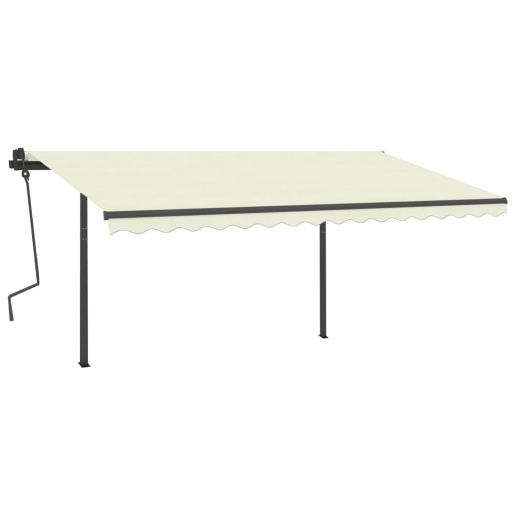 VidaXL Auvent extensible manuellement avec LED 4x3 m crème