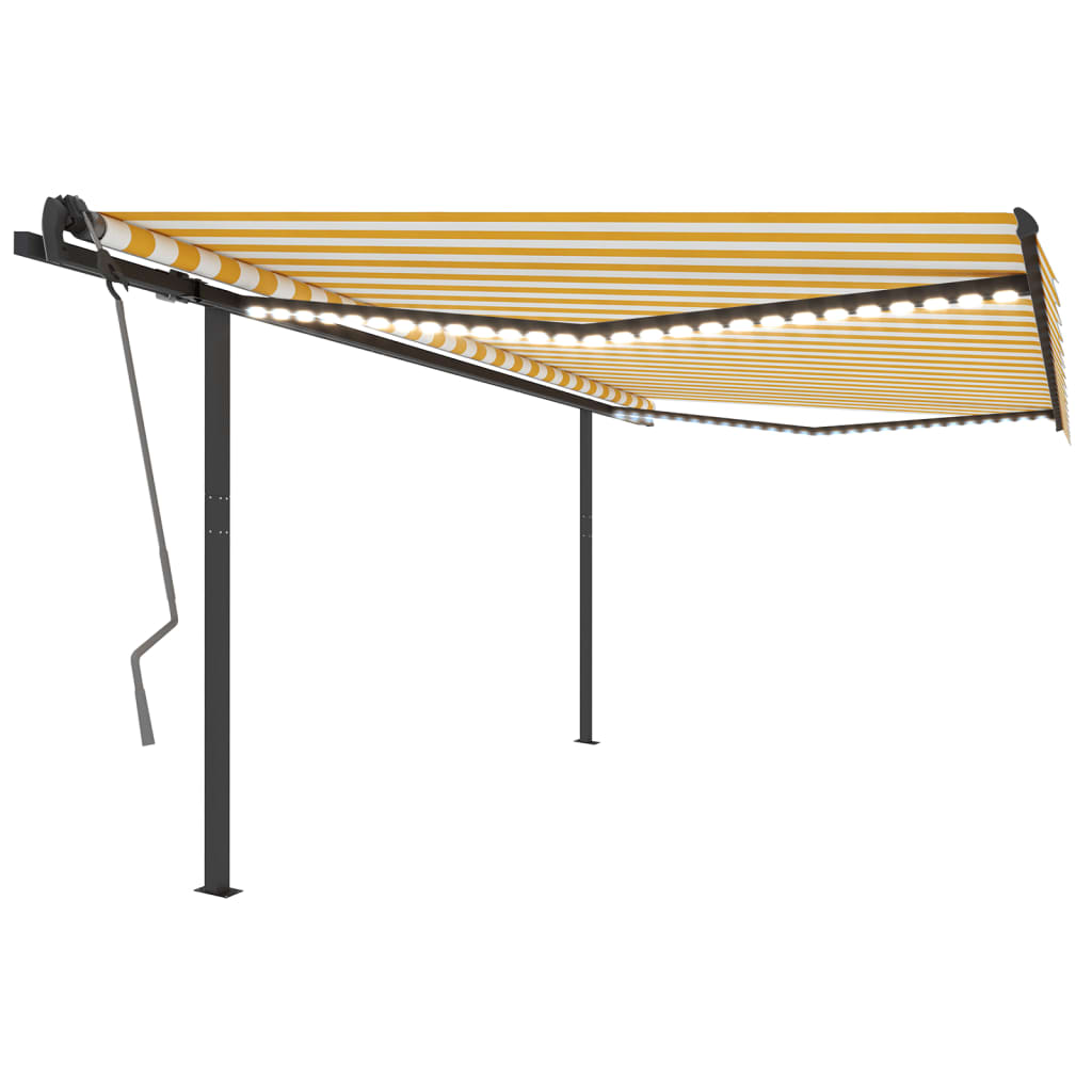 VidaXL Auvent automatique avec LED et capteur de vent 4,5x3 m jaune et blanc