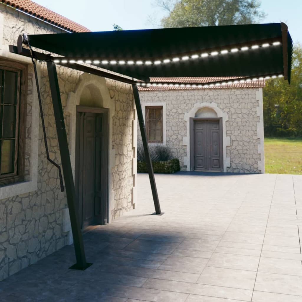 VidaXL Auvent automatique avec LED et capteur de vent 4,5x3 m couleur anthracite