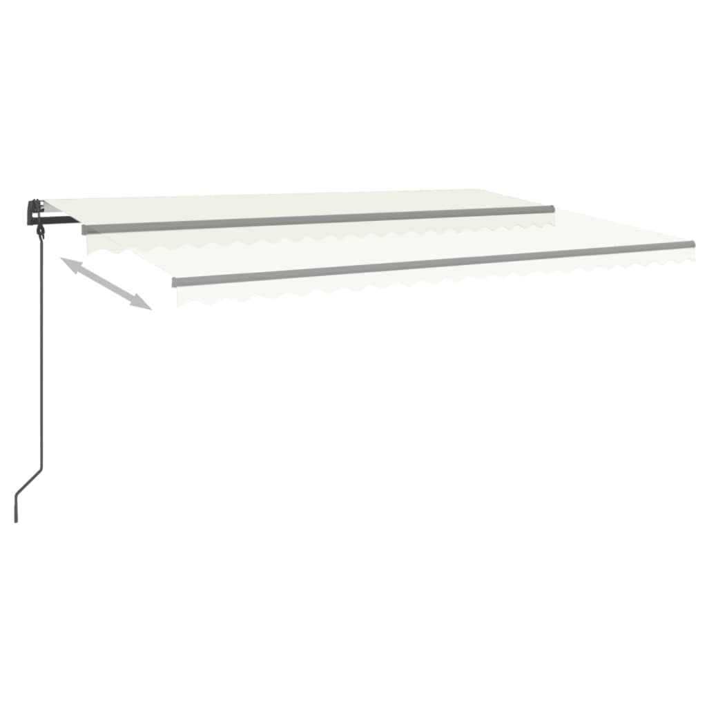 VidaXL Auvent extensible manuellement avec poteaux 5x3 m couleur crème