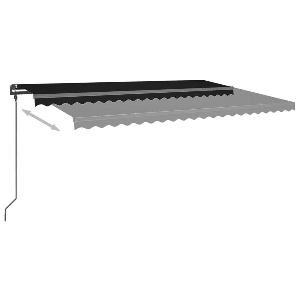 VidaXL Auvent extensible manuellement avec poteaux 5x3 m anthracite