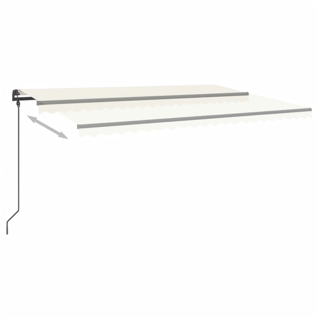 VidaXL Auvent extensible manuellement avec LED 5x3 m crème