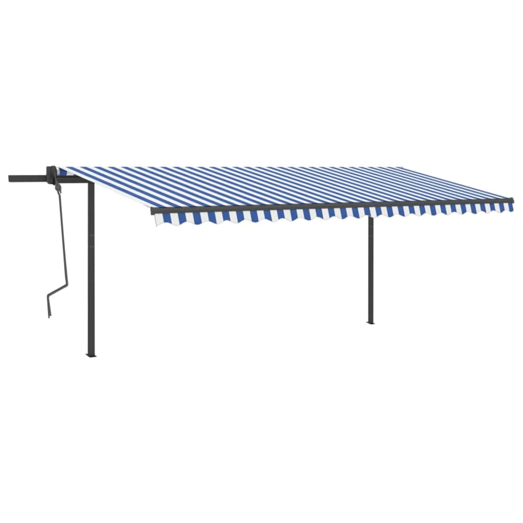 VidaXL Auvent automatique avec LED et capteur de vent 5x3 m bleu et blanc