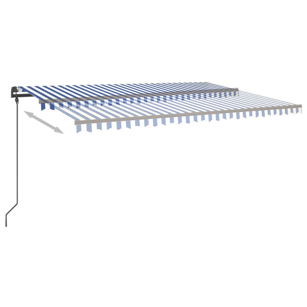 VidaXL Auvent automatique avec LED et capteur de vent 5x3 m bleu et blanc