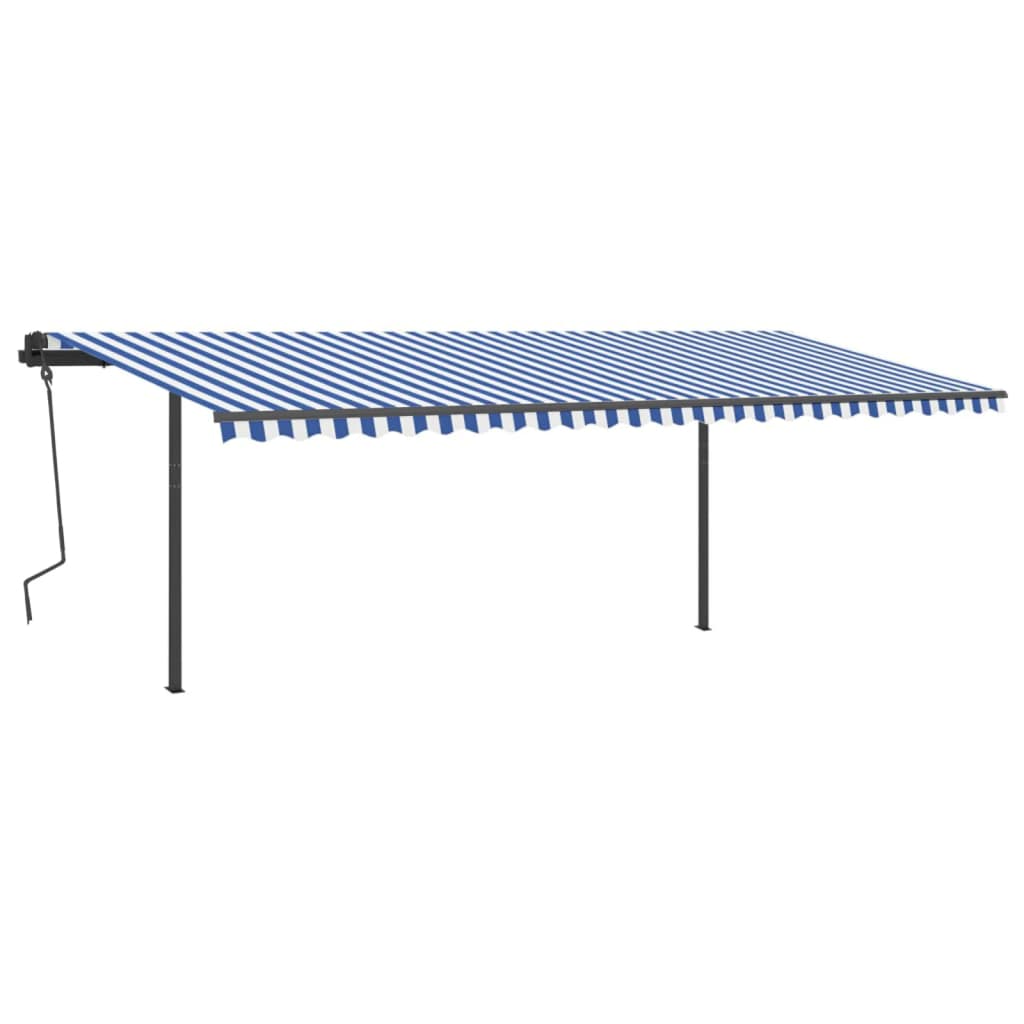 Vidaxl Luifel extensible manuellement avec des poteaux 6x3 m bleu et blanc