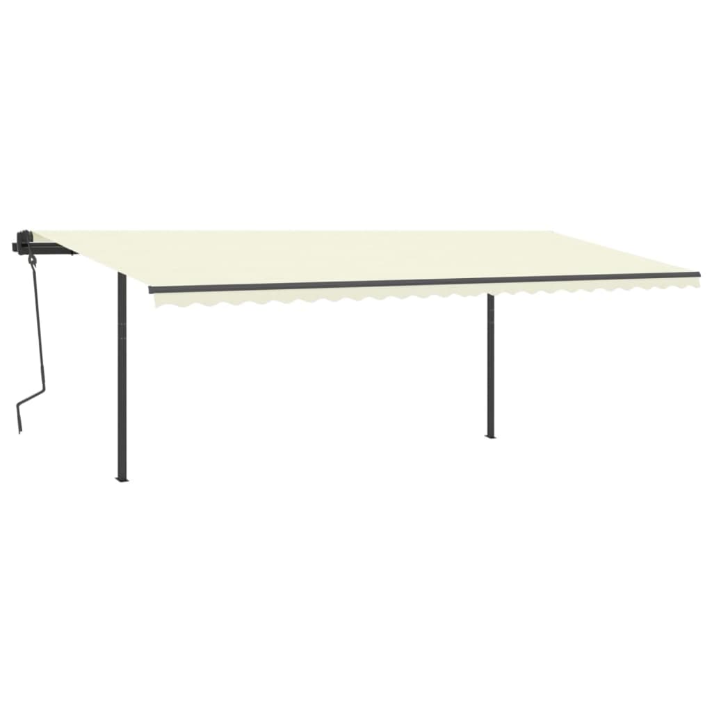 Vidaxl luifel extensible manuellement avec des poteaux 6x3 m crème -colored