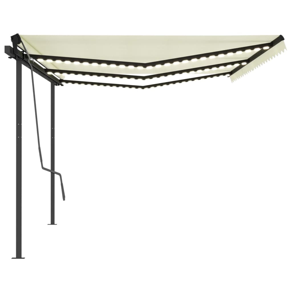Vidaxl Luifel extensible manuellement avec LED 6x3 M Cream -Colored