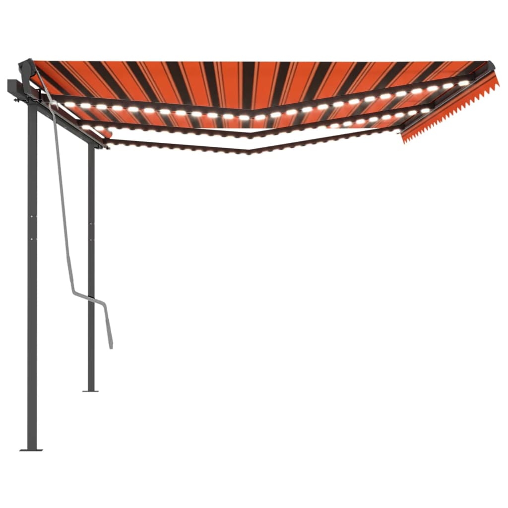 Vidaxl luifel automatique avec led et capteur de vent 6x3 m orange et marron