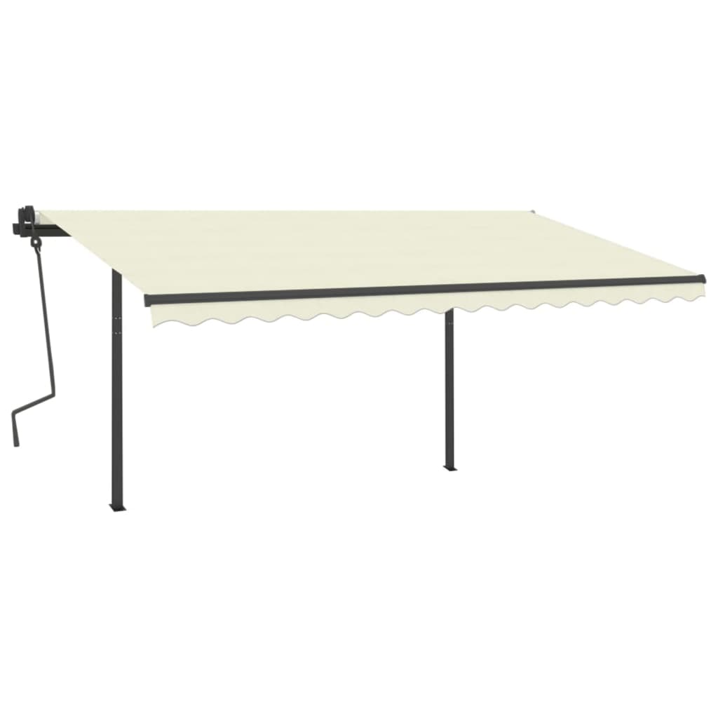 VidaXL Auvent extensible manuellement avec LED 4x3,5 m crème