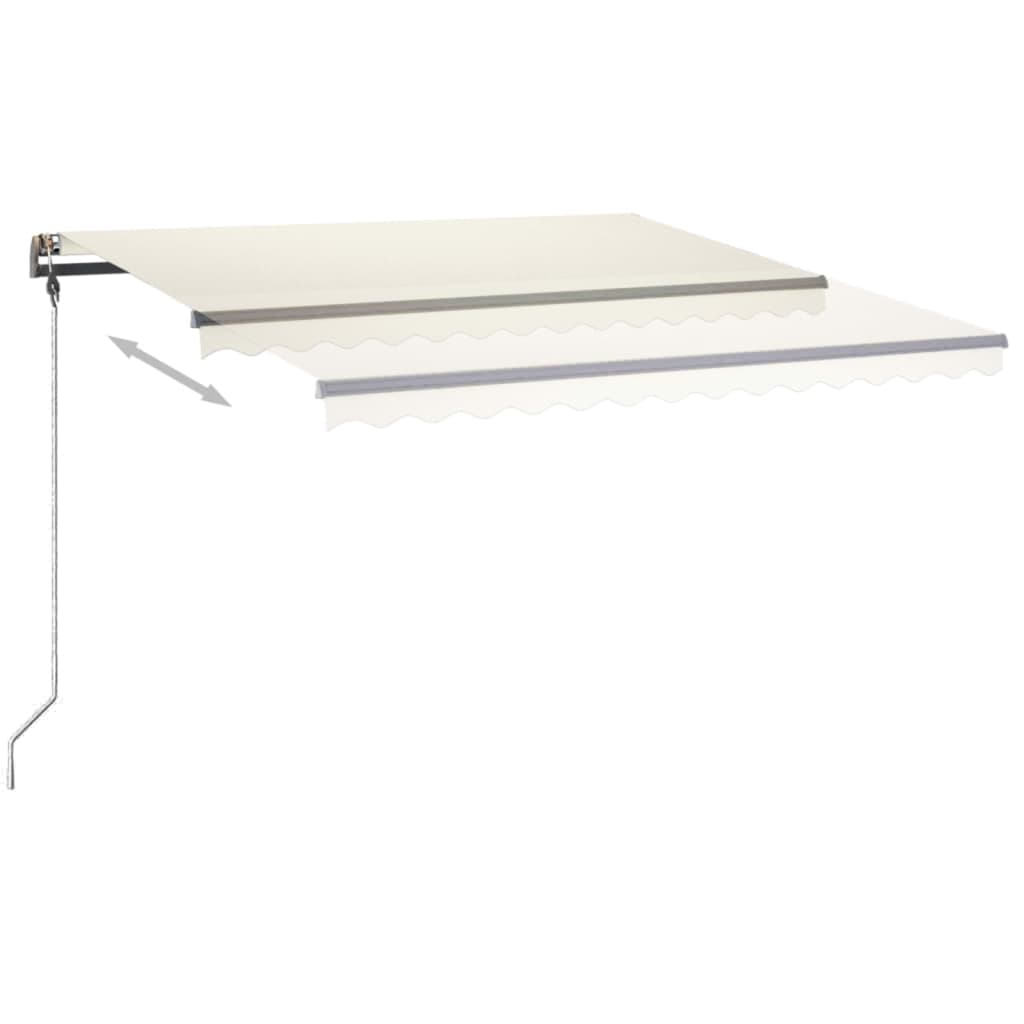 VidaXL Auvent extensible manuellement avec LED 4x3,5 m crème