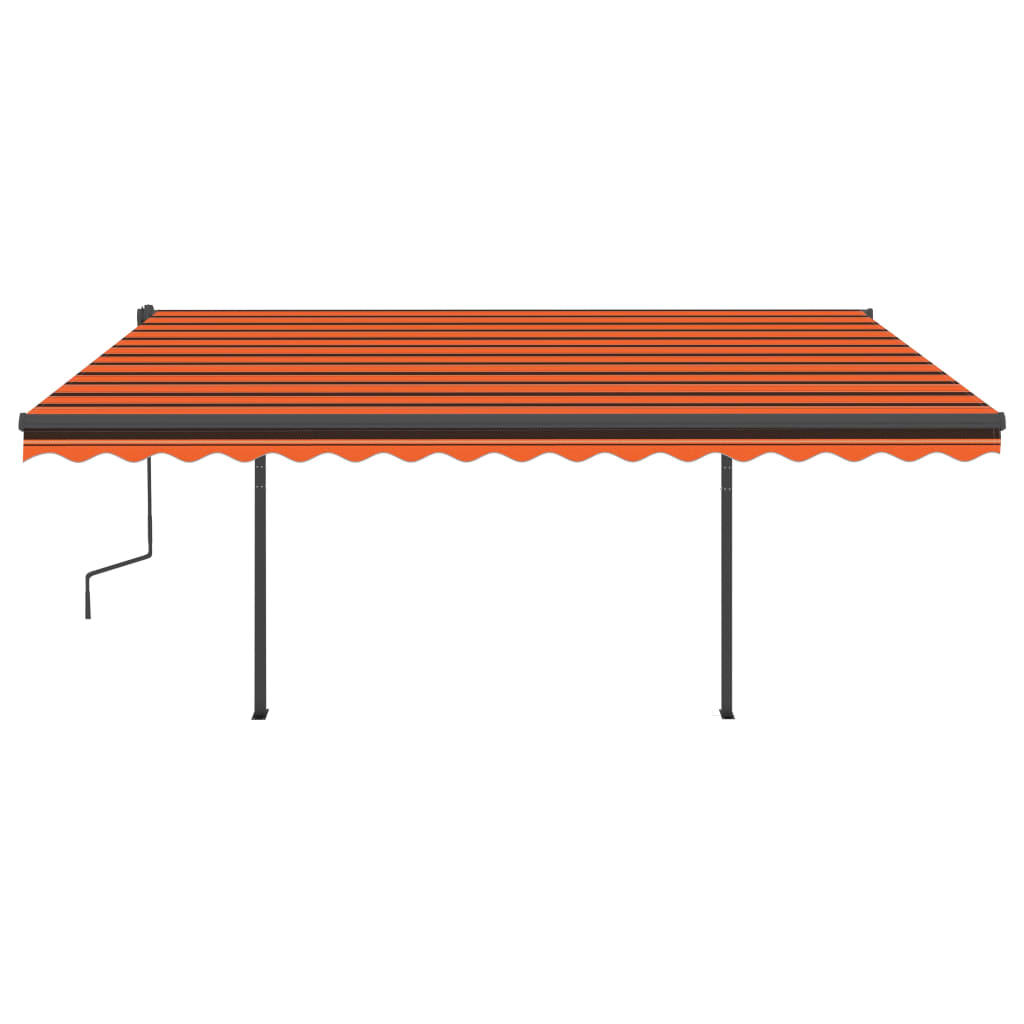VidaXL Auvent avec poteaux extensibles manuellement 4,5x3,5m orange et marron