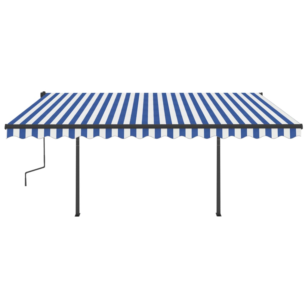 Auvent VidaXL extensible manuellement avec LED 4,5x3,5 m bleu et blanc