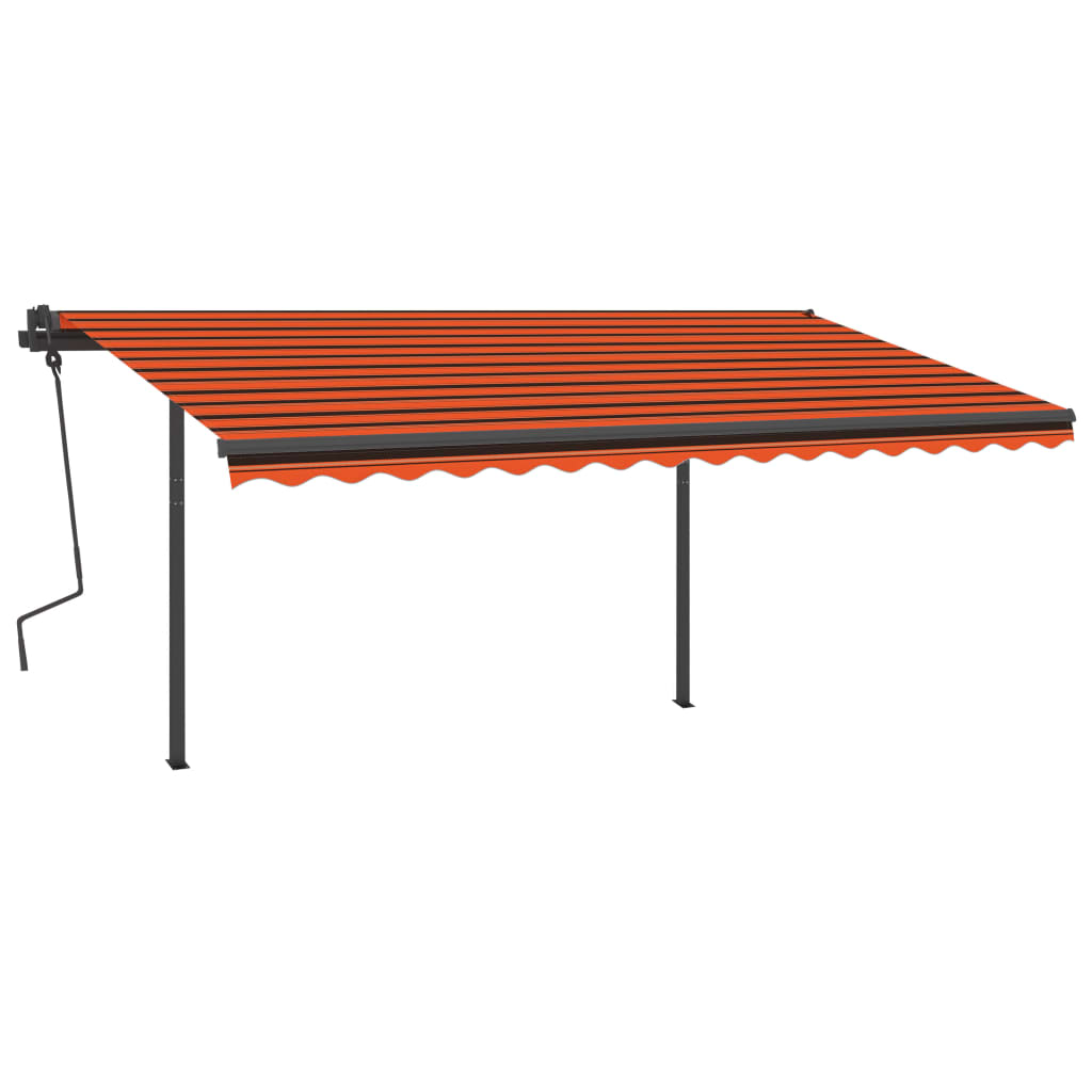 Auvent VidaXL extensible manuellement avec LED 4,5x3,5 m orange et marron