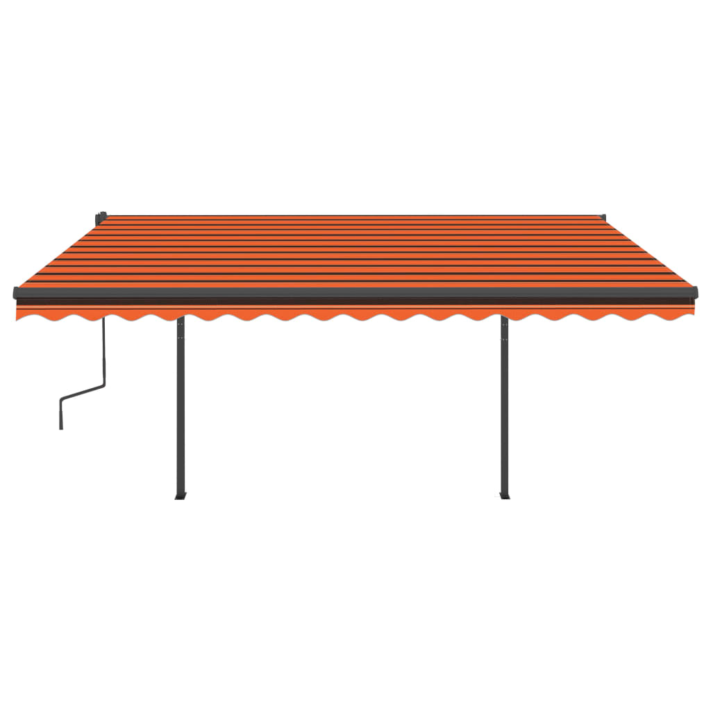 Auvent VidaXL extensible manuellement avec LED 4,5x3,5 m orange et marron