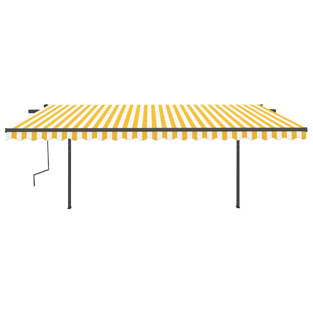 VidaXL Auvent extensible manuellement avec poteaux 5x3,5 m jaune et blanc