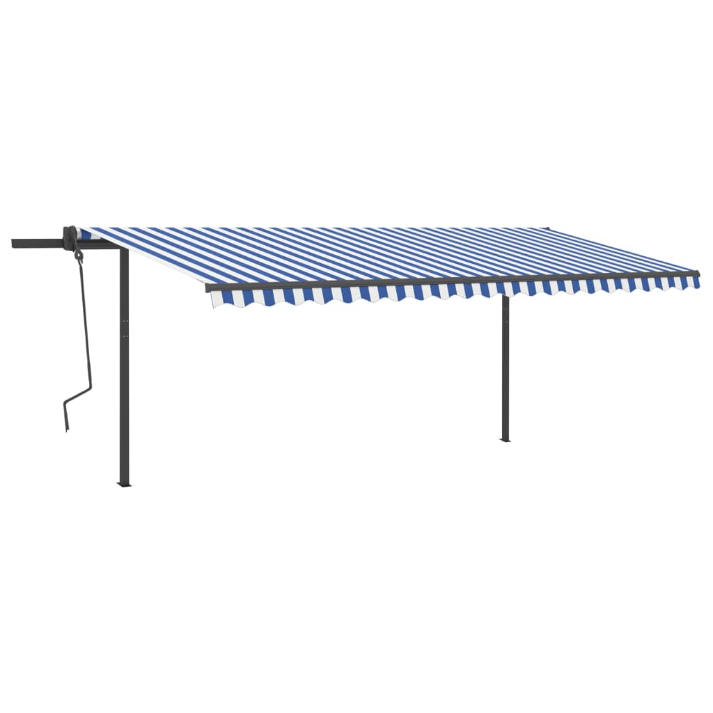 Auvent VidaXL extensible manuellement avec LED 5x3,5 m bleu et blanc