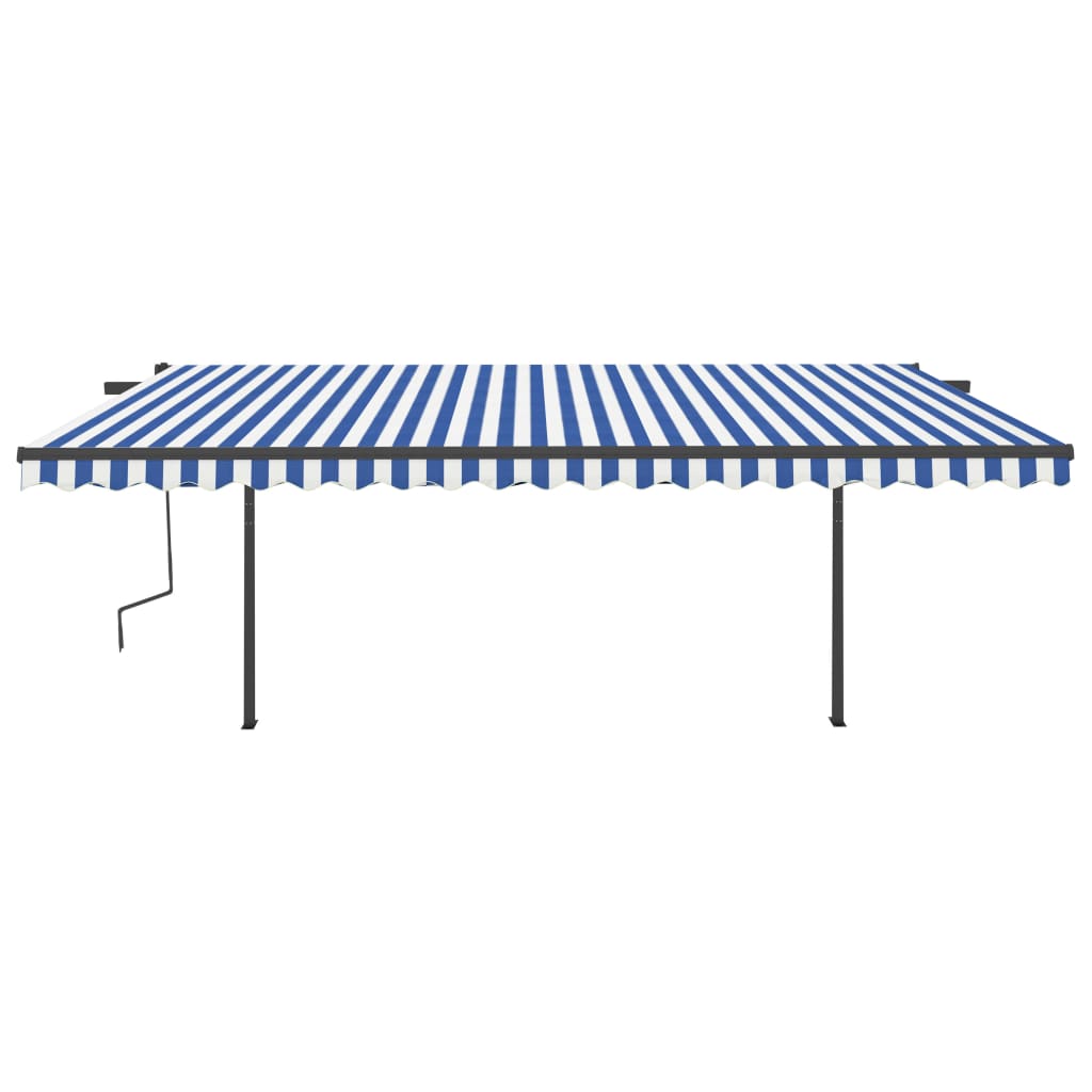 Auvent VidaXL extensible manuellement avec LED 5x3,5 m bleu et blanc