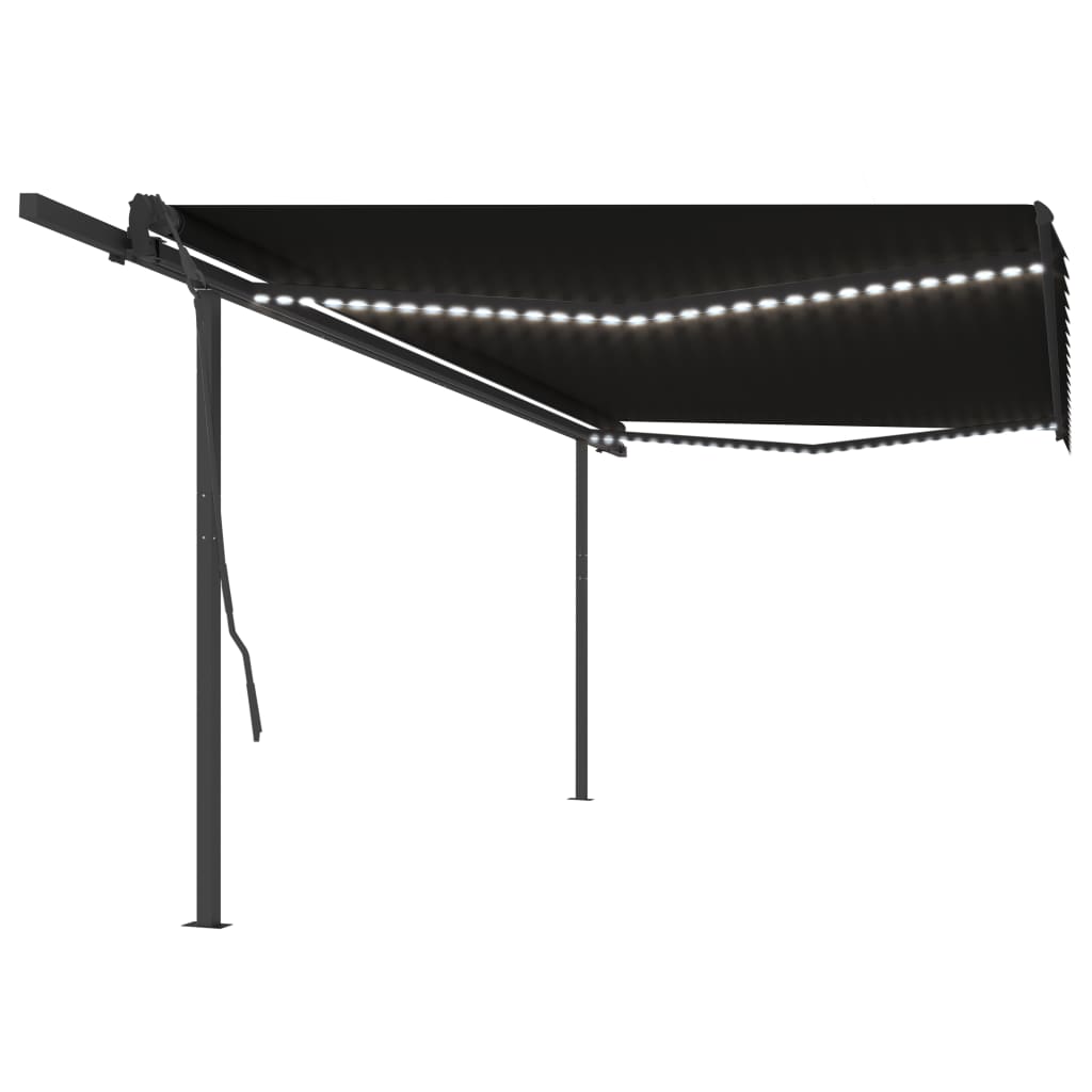 VidaXL Auvent extensible manuellement avec LED 5x3,5 m anthracite