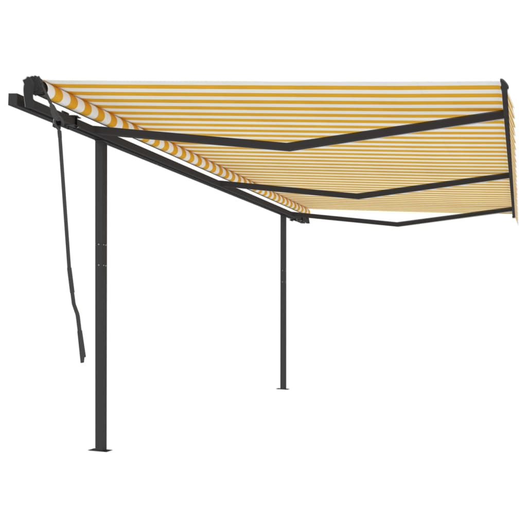 Vidaxl luifel extensible manuellement avec des poteaux 6x3,5 m jaune et blanc