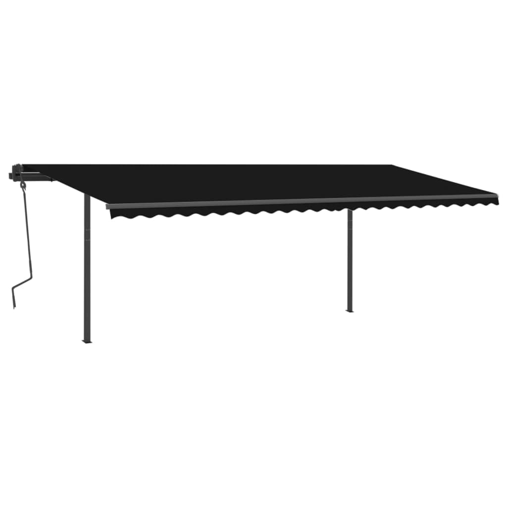 Vidaxl Luifel extensible manuellement avec des poteaux 6x3,5 M anthracite -colored