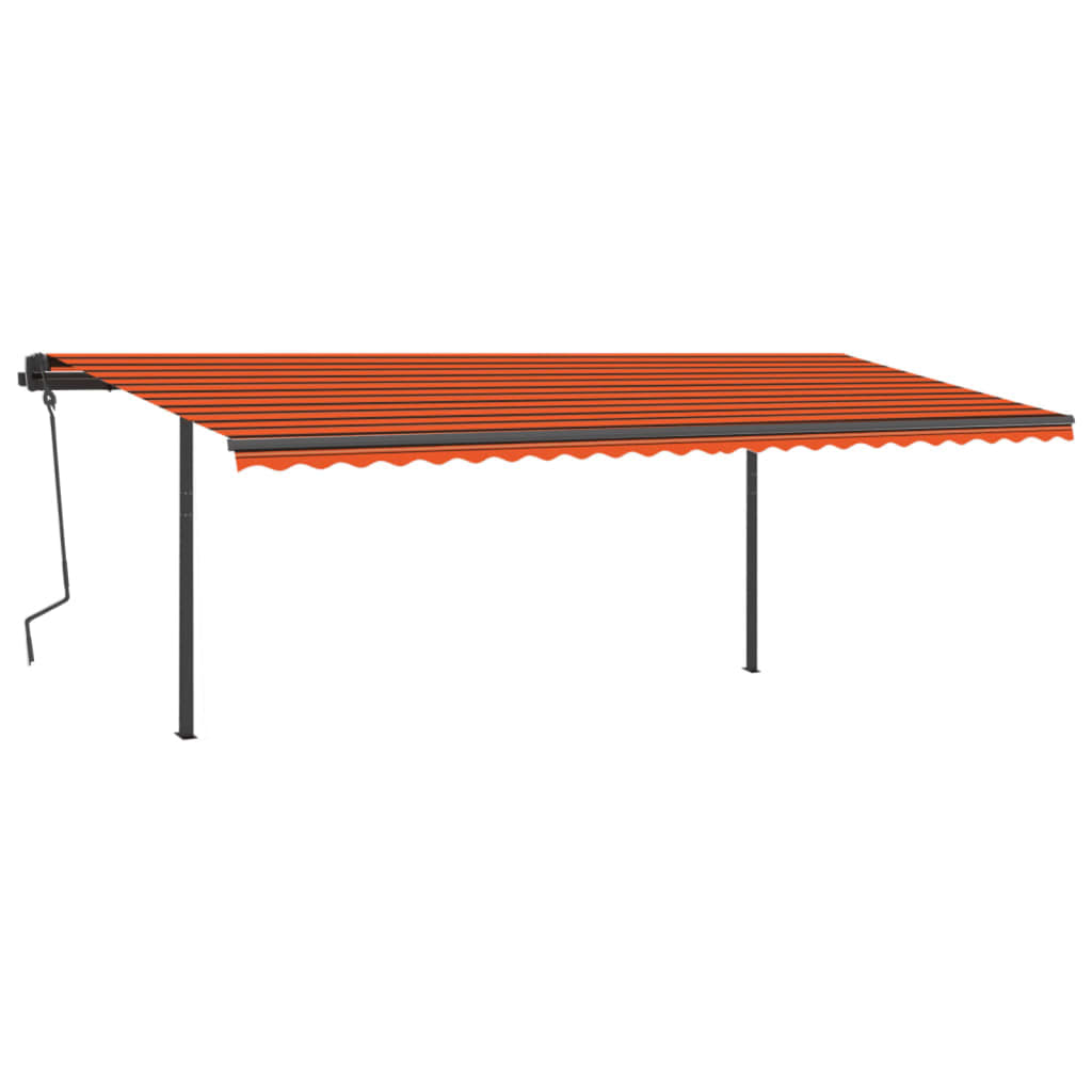 Vidaxl Luifel extensible manuellement avec des poteaux 6x3,5 m orange et brun