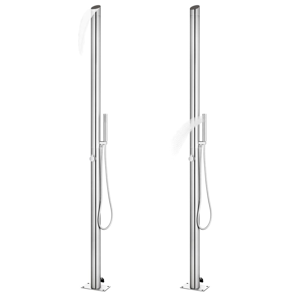 Douche extérieure Vidaxl avec base brune 225 cm en acier inoxydable