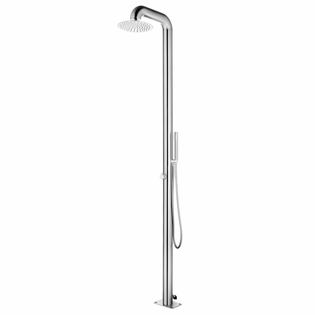 Douche extérieure Vidaxl avec base brune 230 cm en acier inoxydable