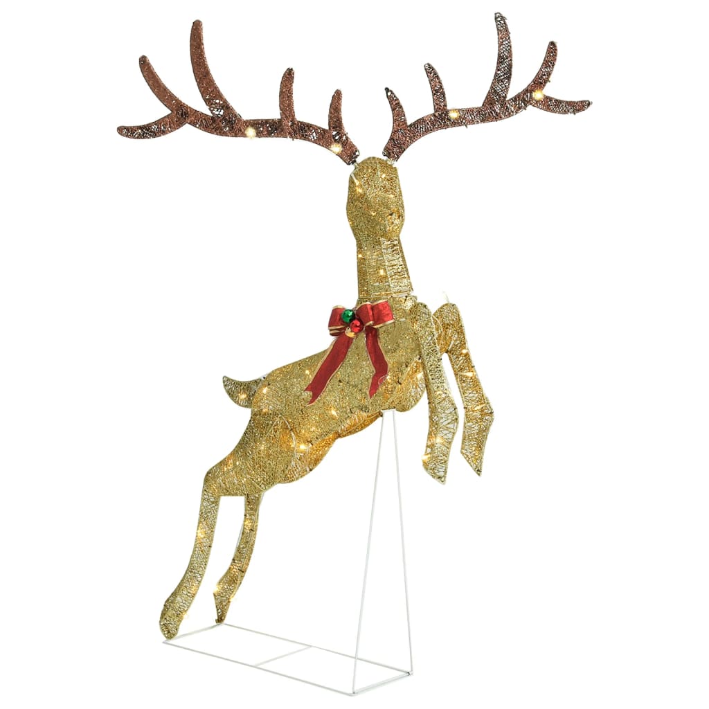 Vidaxl Christmas Decorations Flying Reindeer White White 120 LEDS GOLD COLORED
