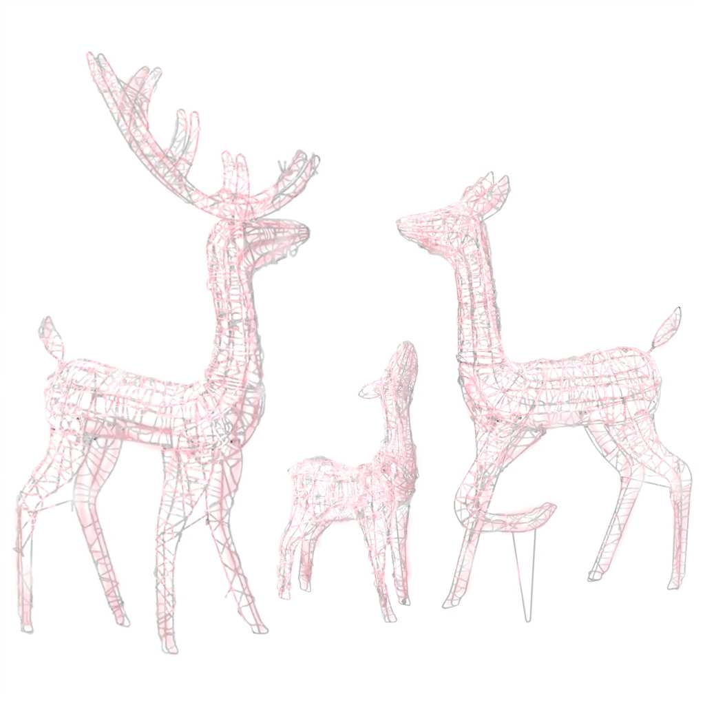 Vidaxl Christmas Decorations Rendeer Family 300 LEDS acrylique blanc chaud