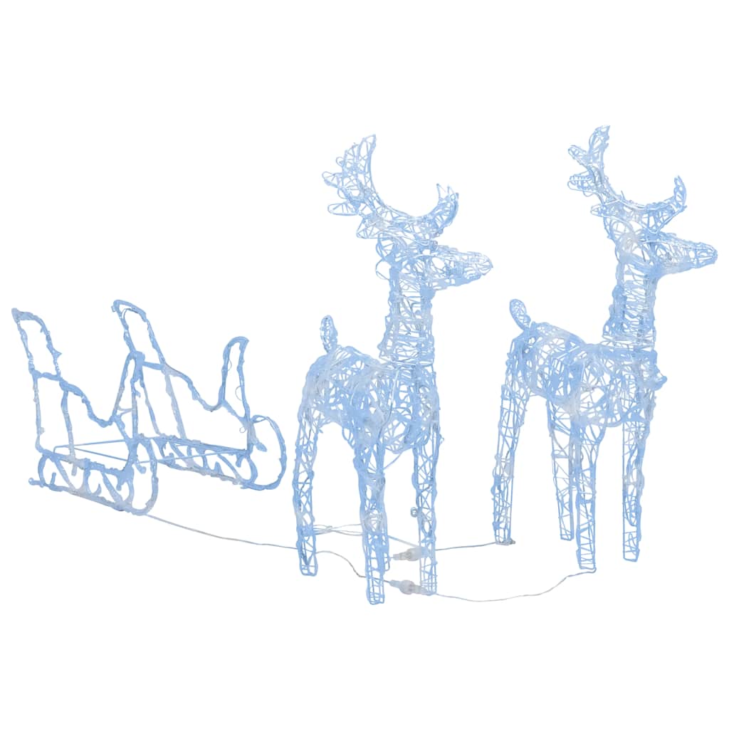 Décorations de Noël vidaxl renne et traîneau 160 LEDS 130 cm acrylique