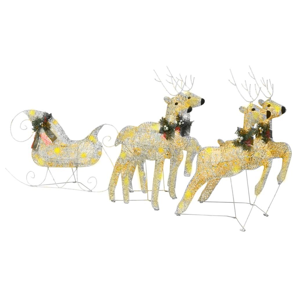 VidaXL Décoration de Noël extérieure renne et traîneau 100 LED couleur or