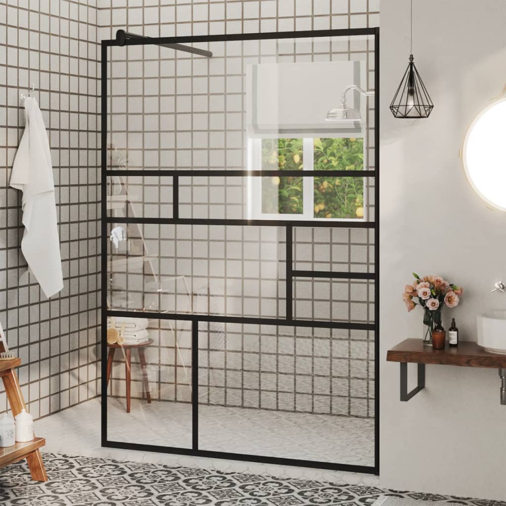 Vidaxl Walk-In Walk Walk 115x195 cm ESG-glas transparent et noir