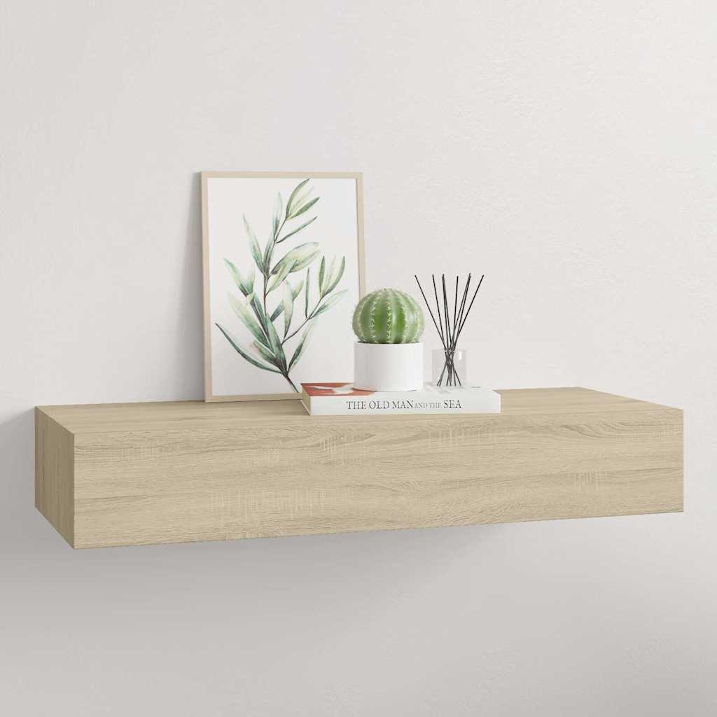 Vidaxl viaxl wandschap met lade 60x23,5x10 cm mdf eikenkleurig