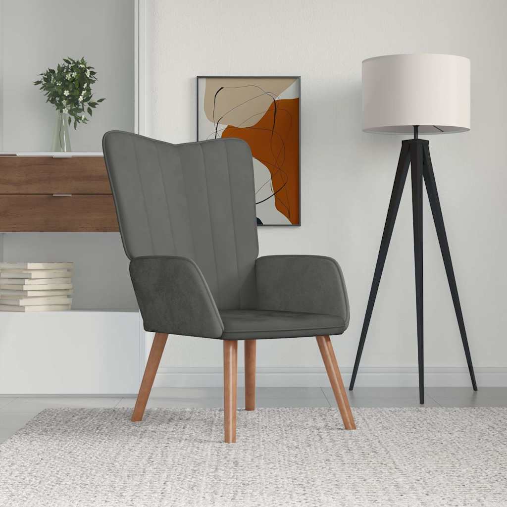 Vidaxl relaxstoel fluweel donkergrijs