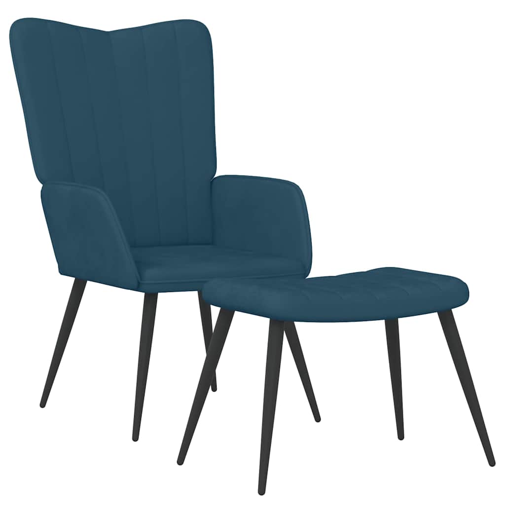 Vidaxl relaxstoel met voetenbank fluweel blauw