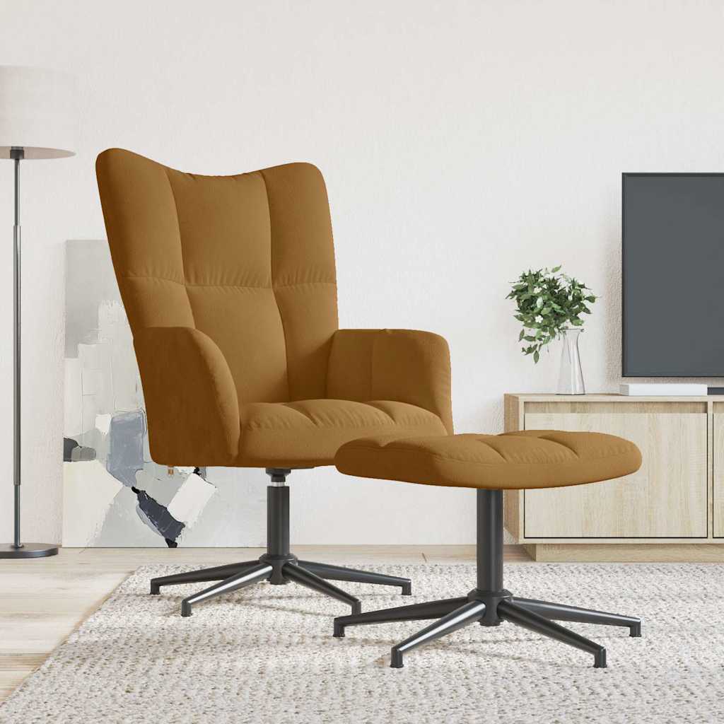 Vidaxl relaxstoel met voetenbank fluweel bruin