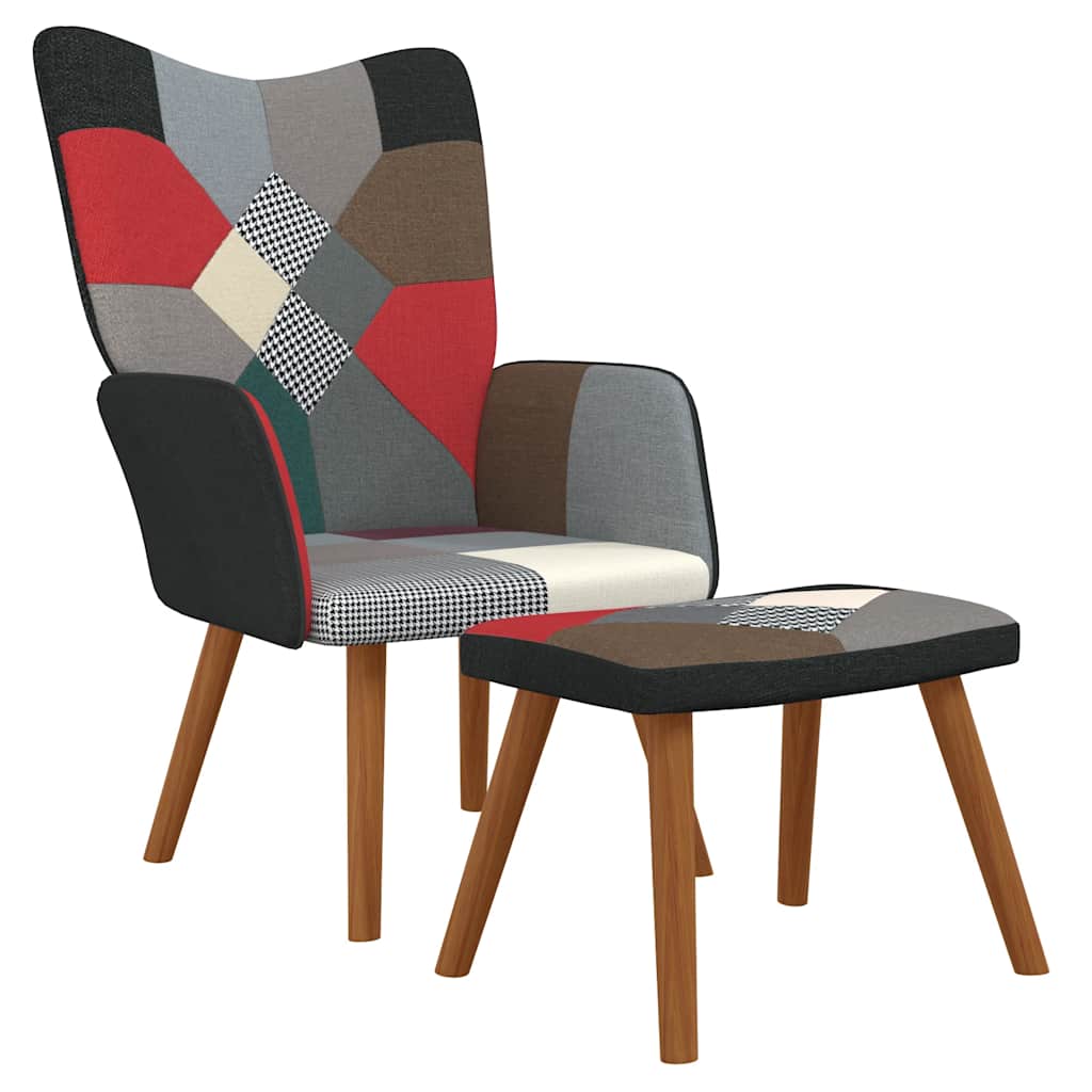 Vidaxl relaxstoel met voetenbank patchwork stof