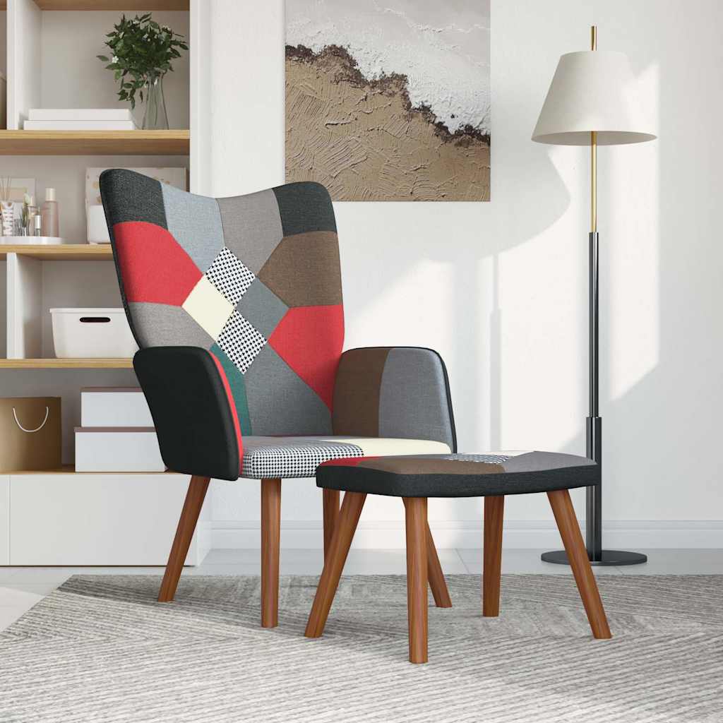 Vidaxl relaxstoel met voetenbank patchwork stof