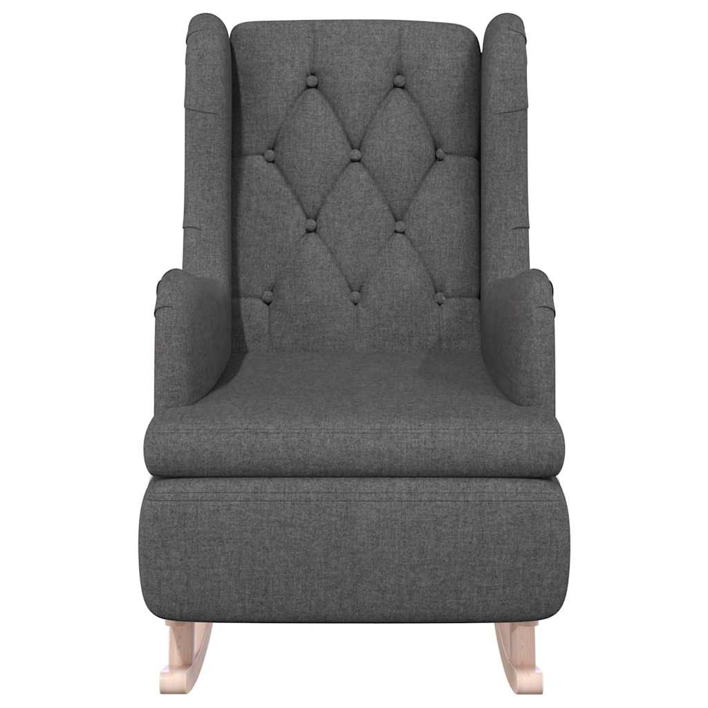 Vidaxl fauteuil met massief rubberwood schommelpoten stof donkergrijs